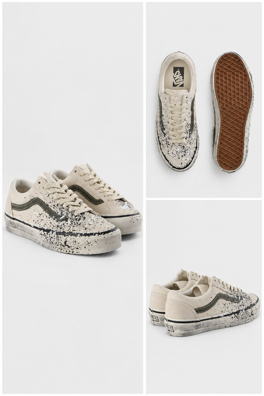 Vans LX Old Skool 36 -De Flippas “Paint Splatter" Tutledove / Beige Men’s Low Sneakers